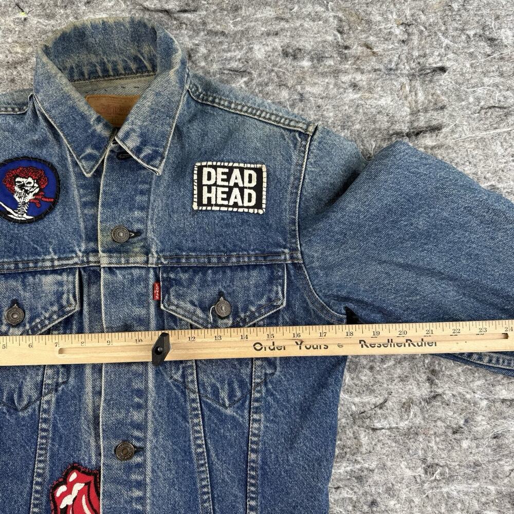 Vintage Levis Jacket Blue Denim Trucker Patch 71205 0217 Made USA Sz 36L WPL 423 - Picture 7 of 16